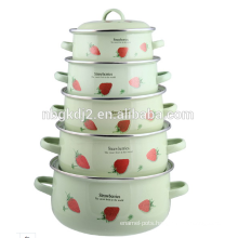 printing decal ceramic enameled pot casserole with metal lid